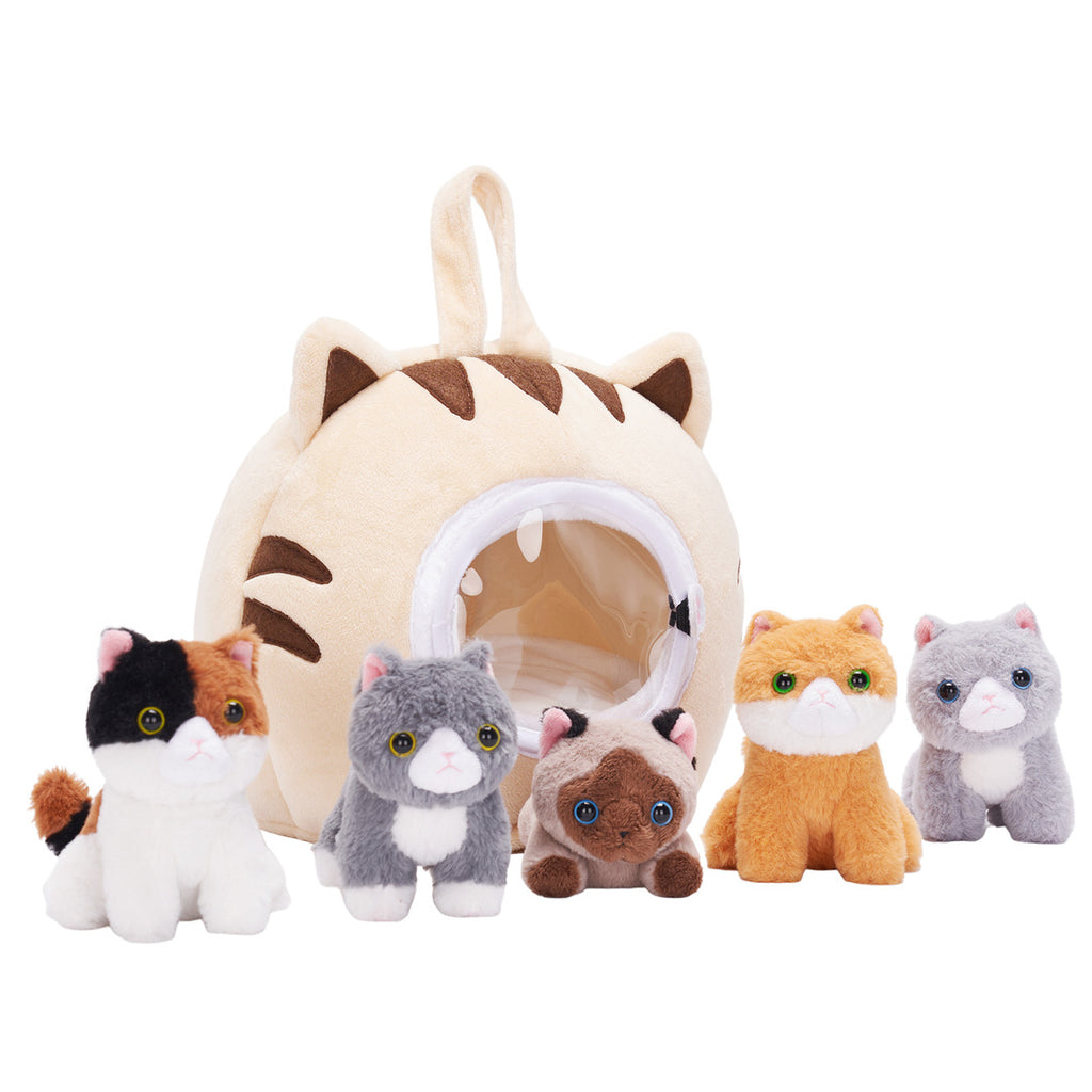 Personalized Cute Plush Cat House Set with 5 Kitties