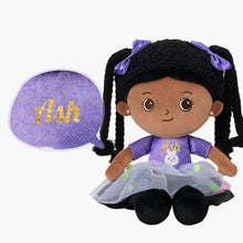 Indlæs billede til gallerivisning Personalized Purple Deep Skin Tone Plush Ash Doll + Backpack