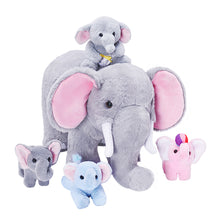 Cargar imagen en el visor de la galería, Elephant Mommy Stuffed Animal Plush Toy Set with 4 Babies