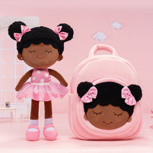 Laden Sie das Bild in den Galerie-Viewer, Personalized Pink Deep Skin Tone Plush Dora Doll + Backpack