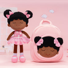 Indlæs billede til gallerivisning Personalized Pink Deep Skin Tone Plush Dora Doll + Backpack