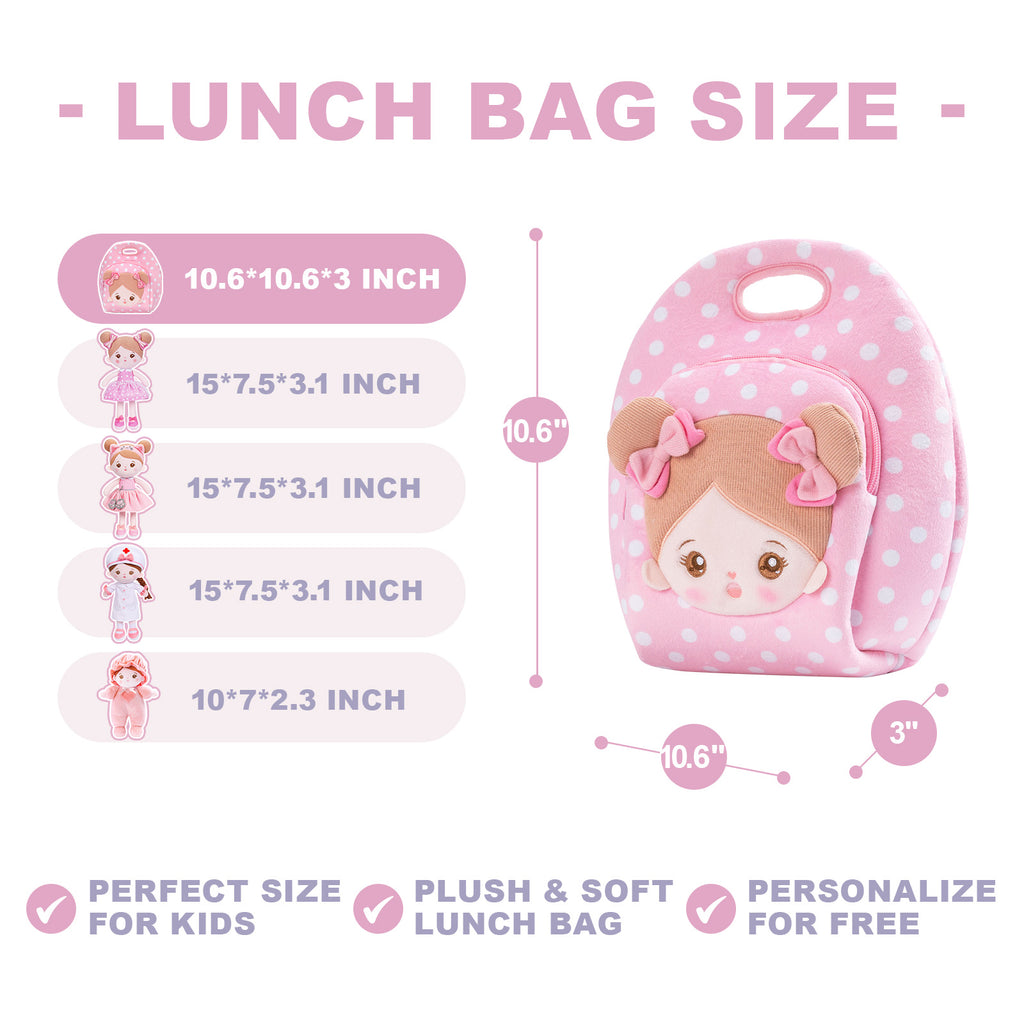 Bolsa de almuerzo de gran capacidad de felpa rosa personalizada