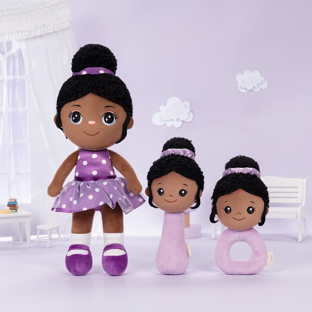 Personalized Deep Skin Tone Plush Doll Purple Nevaeh