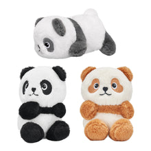 Charger l&#39;image dans la galerie, Plush Stuffed Panda Mommy with 3 Babies in Bamboo Bag Set