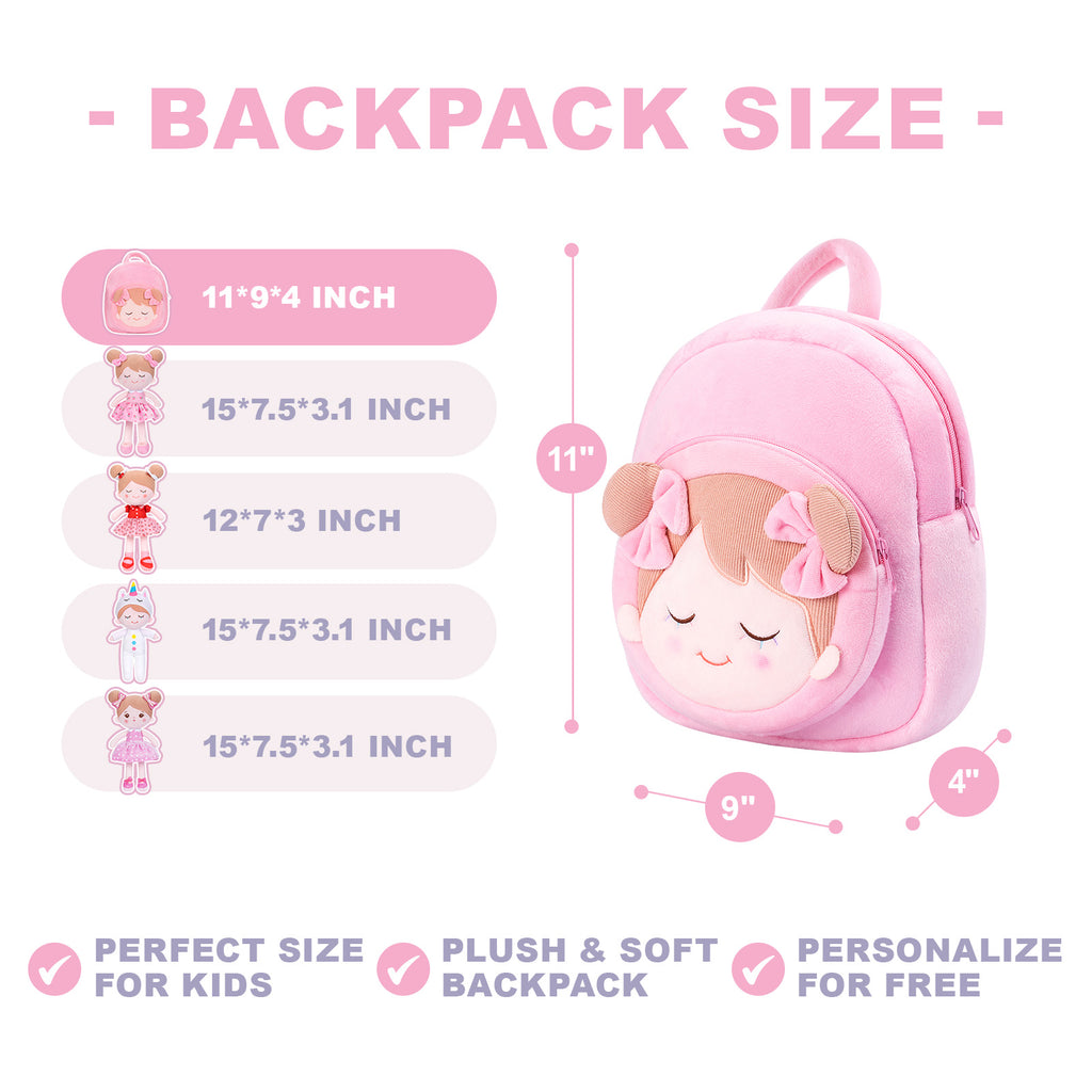 Personalized Playful Pink Girl and Backpack