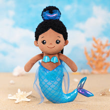 Carica l&#39;immagine nel visualizzatore di Gallery, Personalized Deep Skin Tone Fantasy Mermaid Plush Baby Girl Doll