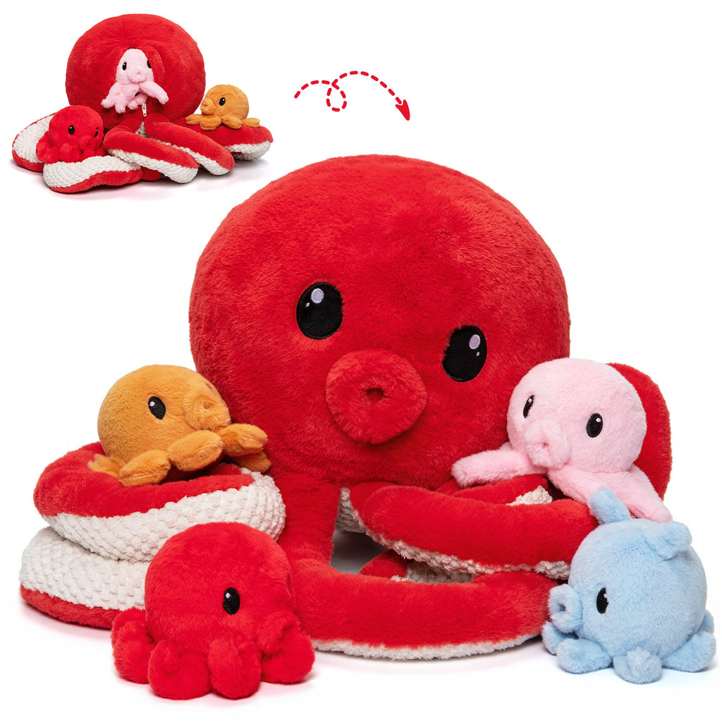 Octopus Stuffed Animal with 4 Baby Octopuses Inside