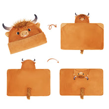 Cargar imagen en el visor de la galería, Scottish Highland Cow Cattle Wearable Hooded Blanket for Kid