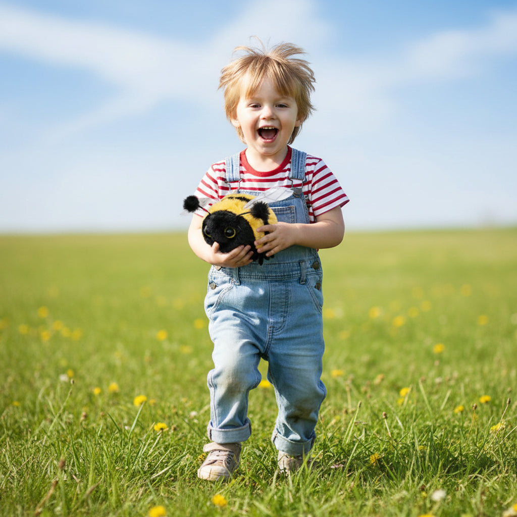 Soft Fur Bumblebee Plush Stuffed Animal Toy 7 Inch