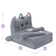 Carica l&#39;immagine nel visualizzatore di Gallery, Foldable Animal Grey Cat Polar Fleece Children Sofa