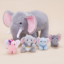 Cargar imagen en el visor de la galería, Elephant Mommy Stuffed Animal Plush Toy Set with 4 Babies