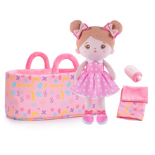 Laden Sie das Bild in den Galerie-Viewer, Personalized Abby Pink Girl Doll + Cloth Basket Gift Set