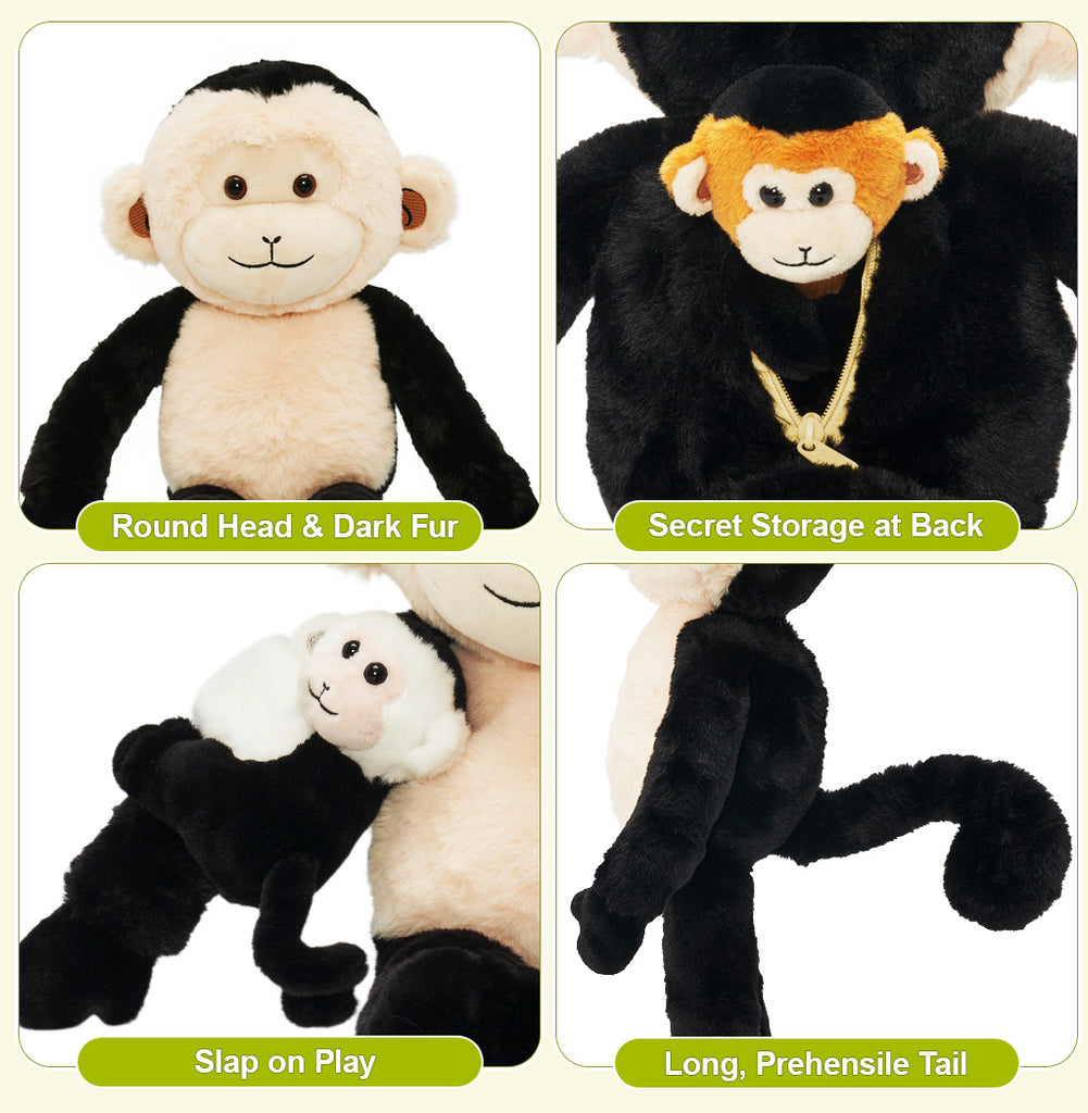 Capuchin Monkey Plush Stuffed Animal with 4 Babies