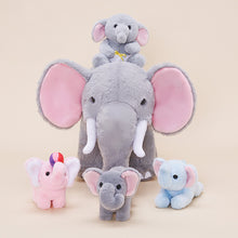 Indlæs billede til gallerivisning Elephant Mommy Stuffed Animal Plush Toy Set with 4 Babies