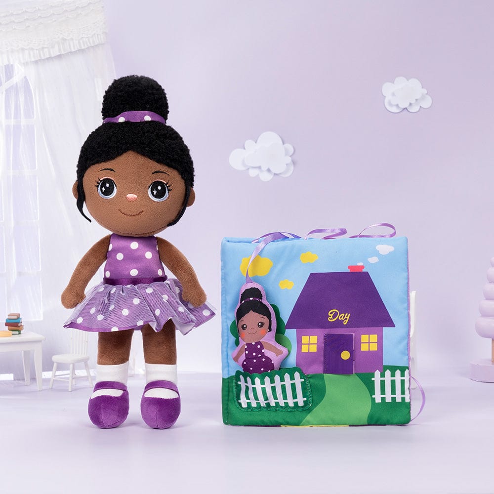 Personalized Deep Skin Tone Plush Doll Purple Nevaeh