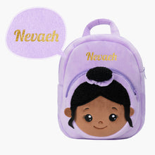 Charger l&#39;image dans la galerie, Personalized Deep Skin Tone Plush Blue Princess Doll + Backpack