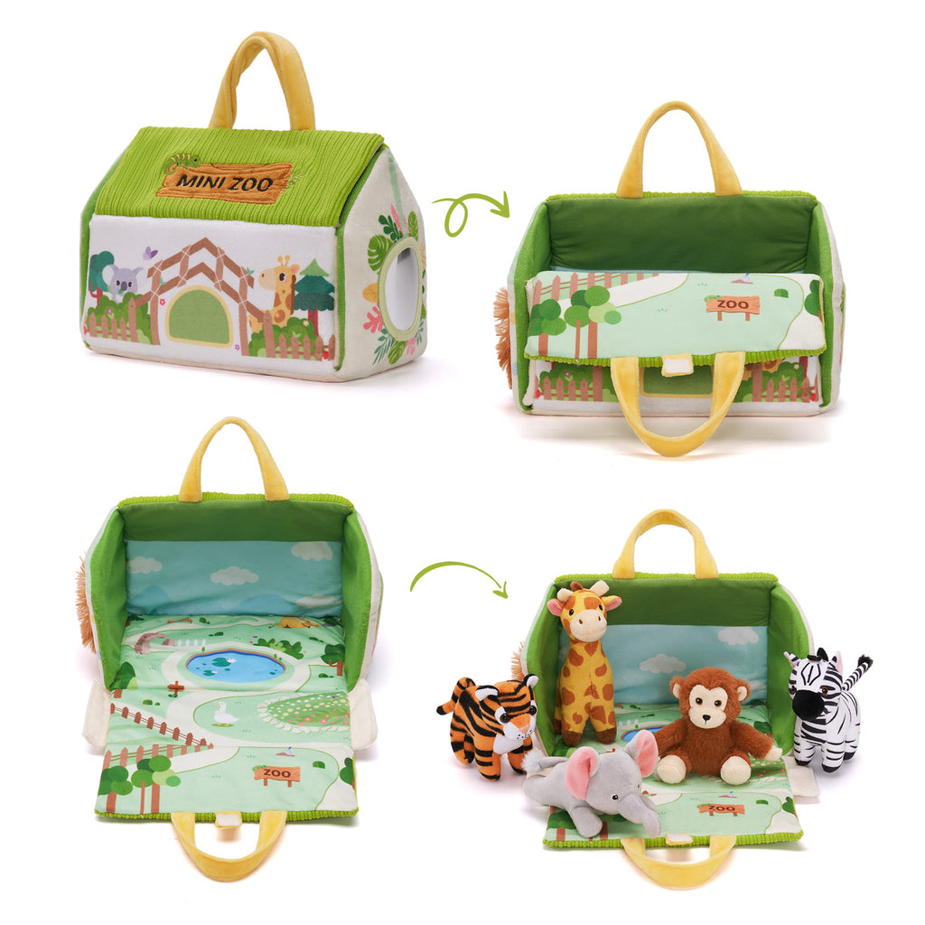 Personalized Portable Fun Plush Zoo House Set