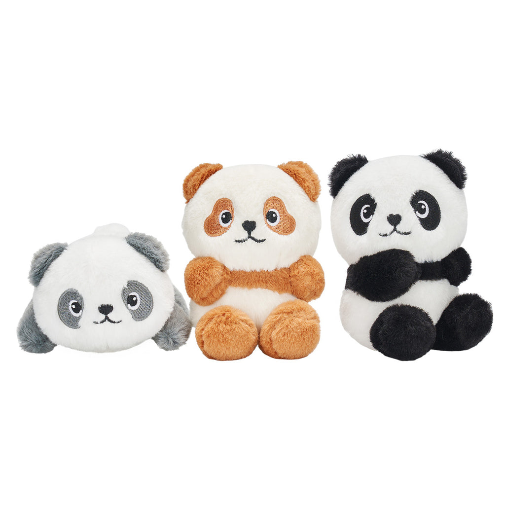 Plush Stuffed Panda Mommy with 3 Babies in Bamboo Bag Set