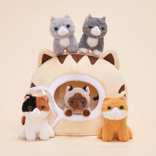 Cargar imagen en el visor de la galería, Personalized Cute Plush Cat House Set with 5 Kitties