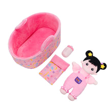 Carica l&#39;immagine nel visualizzatore di Gallery, Personalized Black Hair Mini Plush Rag Baby Doll &amp; Gift Set