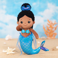 Carica l&#39;immagine nel visualizzatore di Gallery, Personalized Deep Skin Tone Fantasy Mermaid Plush Baby Girl Doll