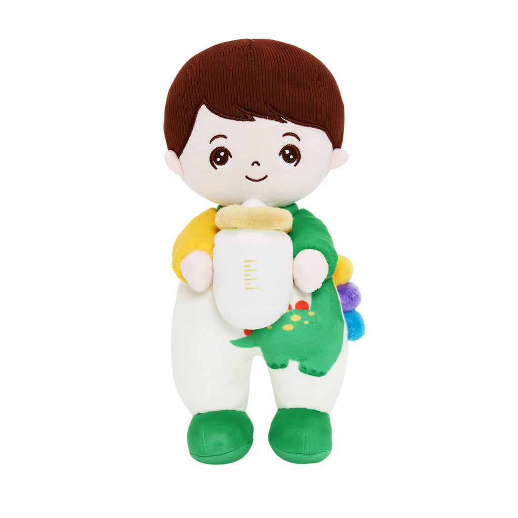 Mini Personalized Dinosaur White Skin Boy Plush Doll & Gift Set