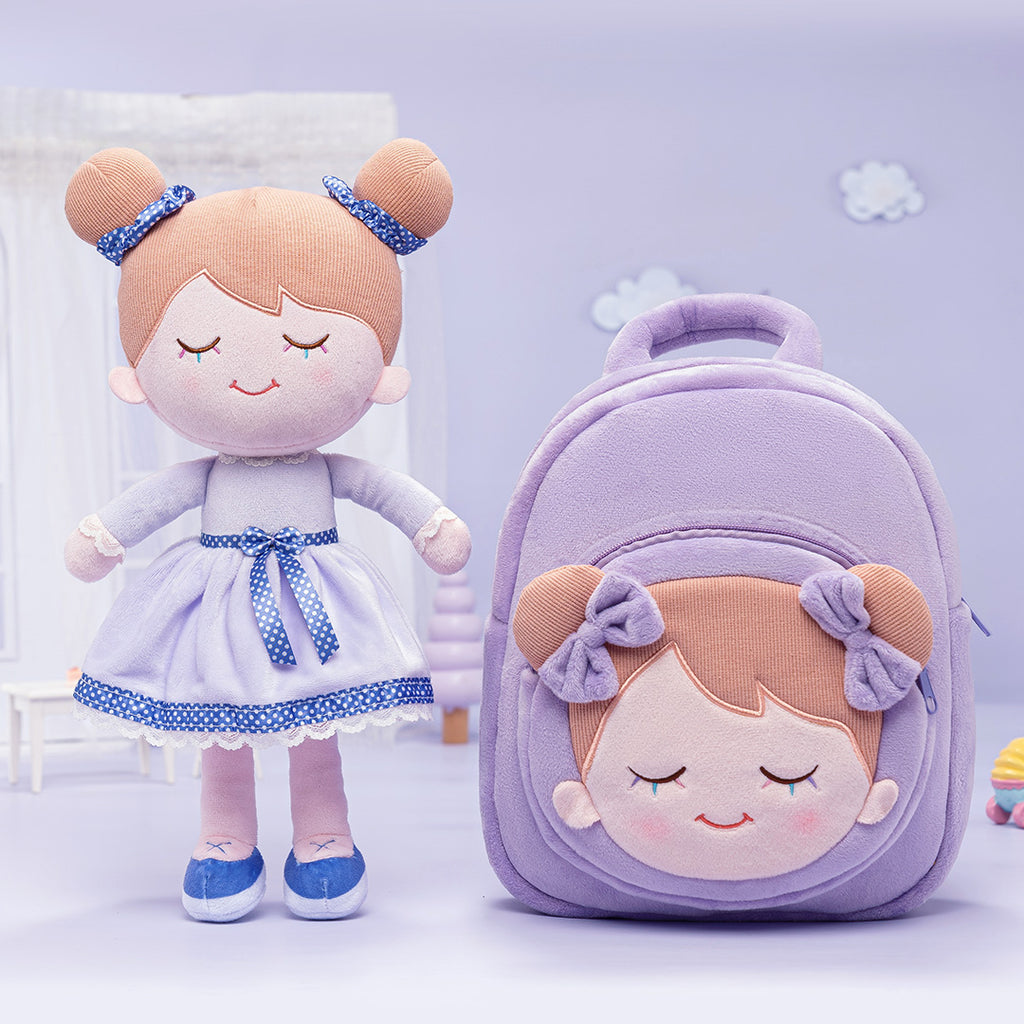 Personalized Light Purple Doll and Backpack
