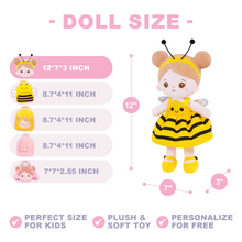 Charger l&#39;image dans la galerie, Personalized Yellow Bee Plush Baby Girl Doll + Bee Backpack