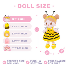 Carica l&#39;immagine nel visualizzatore di Gallery, Personalized Yellow Bee Plush Baby Girl Doll + Bee Backpack