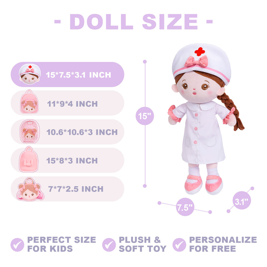 Personalized Nurse Girl Doll + Backpack