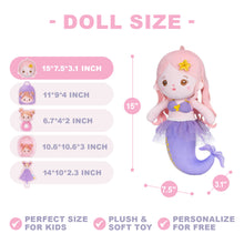 Afbeelding in Gallery-weergave laden, Personalized Purple Mermaid Girl Doll + Backpack