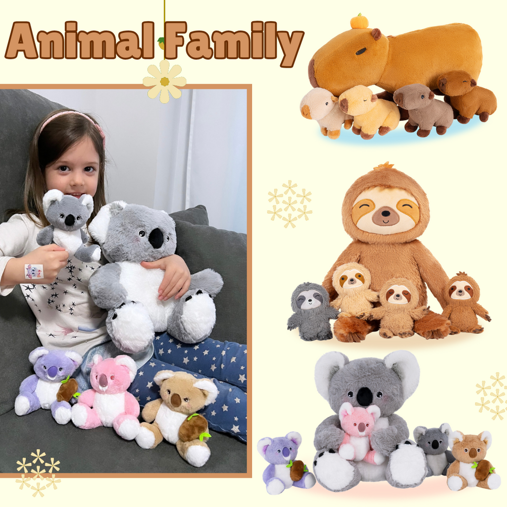 Ouozzz Animals Family Toy Set with Babies For Kids Gift Set Plush Toy Ouozzzshop