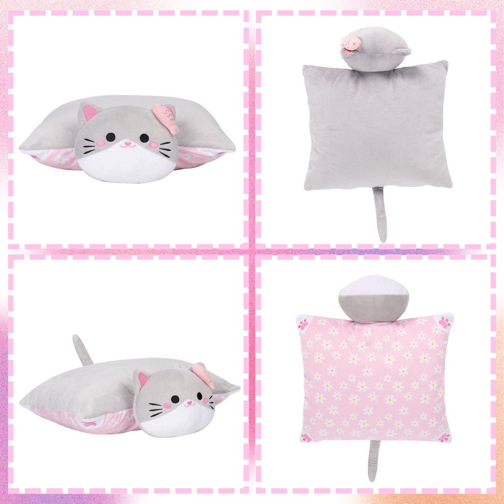 Juego de regalo personalizado de muñeco de gatito de peluche, almohada y toalla relajante