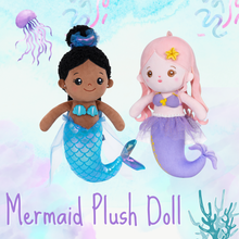 Afbeelding in Gallery-weergave laden, Personalized Mermaid Plush Girl Doll - Purple &amp; Blue