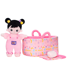 Carica l&#39;immagine nel visualizzatore di Gallery, Personalized Black Hair Mini Plush Rag Baby Doll &amp; Gift Set