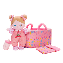 Indlæs billede til gallerivisning Personalized Blue Eyes Mini Plush Baby Girl Doll &amp; Gift Set