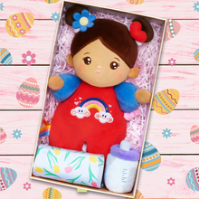 Laden Sie das Bild in den Galerie-Viewer, Easter Gift Box Plush Baby Girl Doll with Bottle Blanket