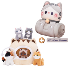 Carica l&#39;immagine nel visualizzatore di Gallery, Personalized Cute Plush Cat House Toy Set with 5 Kittens