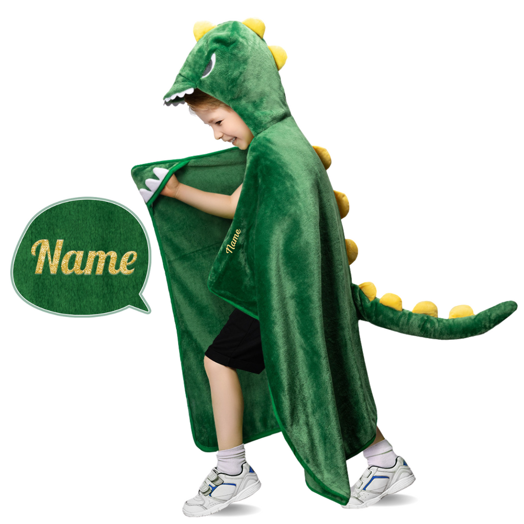 Name Personalized Dinosaur Hooded Blanket