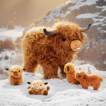 Cargar imagen en el visor de la galería, Scottish Highland Cow Cattle Stuffed Animal with 4 Babies Inside