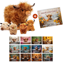 Load image into Gallery viewer, Scottish Highland Cow Cattle Stuffed Animal with 4 Babies Inside