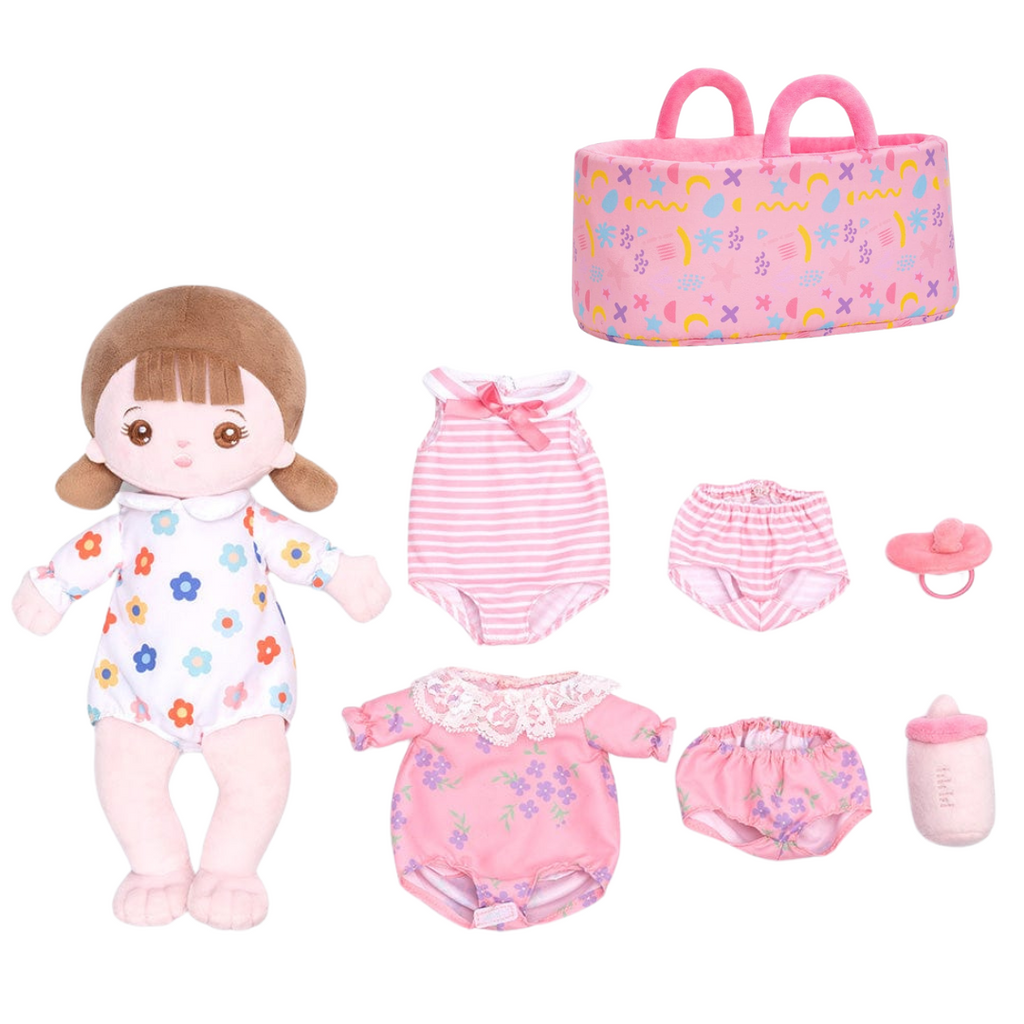 Personalized White Plush Mini Baby Girl Doll With Changeable Outfit