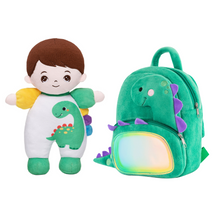 Cargar imagen en el visor de la galería, Personalized Mini Plush Baby Boy Doll with Dinosaur Romper