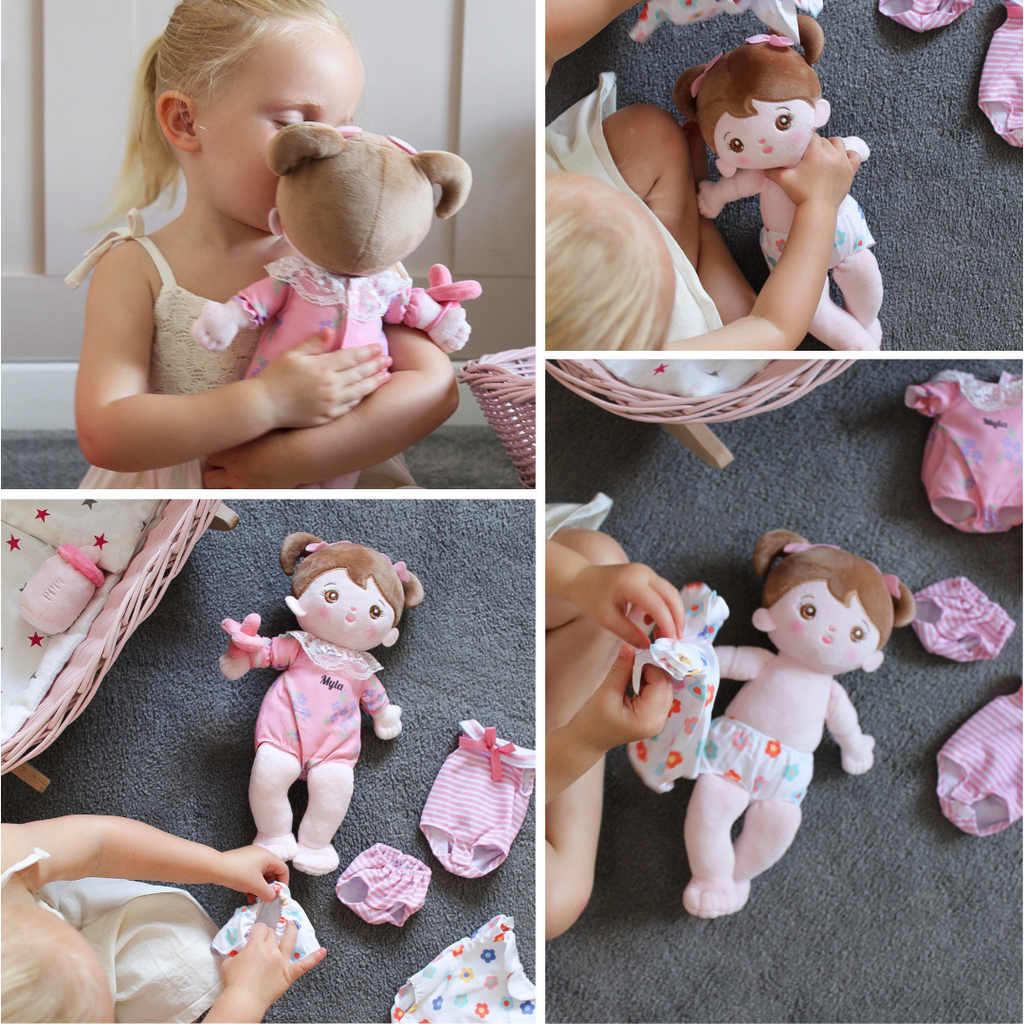 Personalized Dress-up Plush Baby Girl Doll Gift Set, Christmas