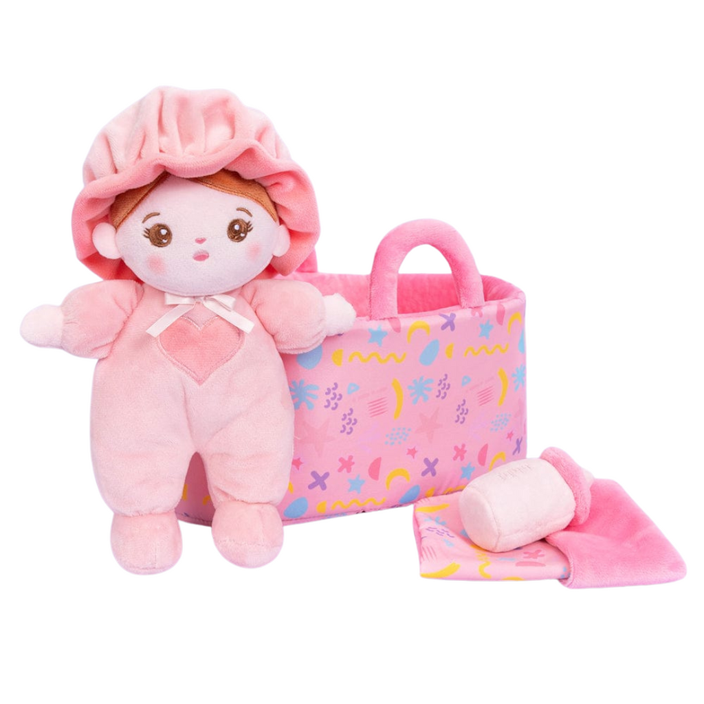 Personalized 10 Inches Baby Girl Doll with Bassinet Role Play Toy