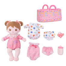 Afbeelding in Gallery-weergave laden, Personalized Pink Plush Mini Baby Girl Doll With Changeable Outfit