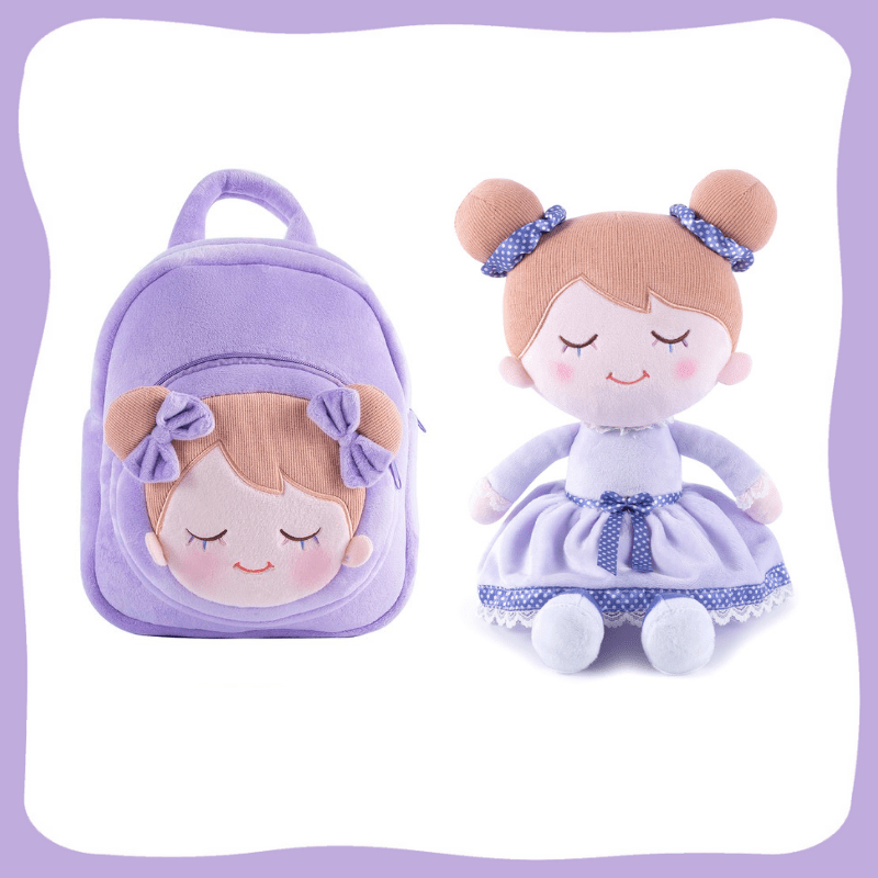 OUOZZZ Personalized Plush Doll and Optional Backpack I- Light Purple💜 / Gift Set With Backpack