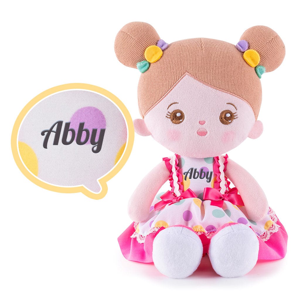 OUOZZZ Personalized Plush Baby Doll And Optional Backpack Abby - Polka / Only Doll