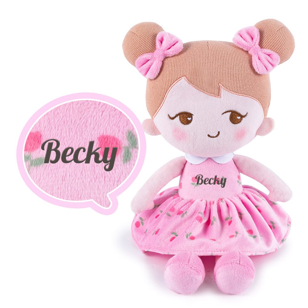 OUOZZZ Personalized Plush Baby Doll And Optional Backpack Becky - Pink / Only Doll