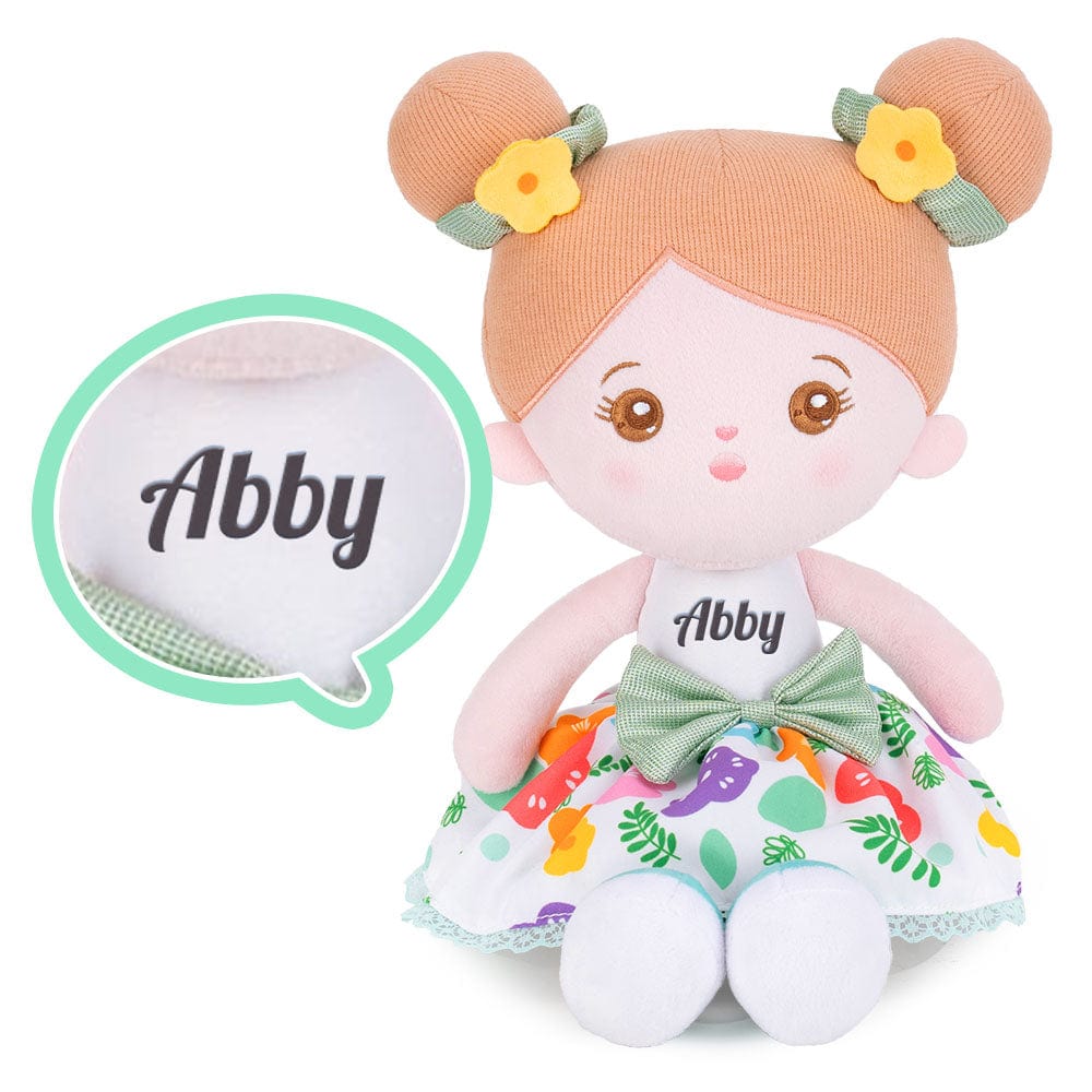 OUOZZZ Personalized Plush Baby Doll And Optional Backpack Abby - Floral / Only Doll